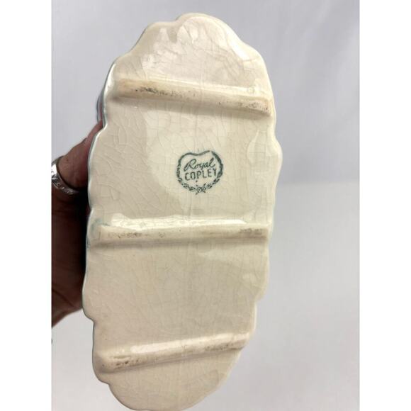 VTG Royal Copley Ceramic Pink & Blue Tulip Floral Pottery Planter Art Nouveau - Picture 6 of 16